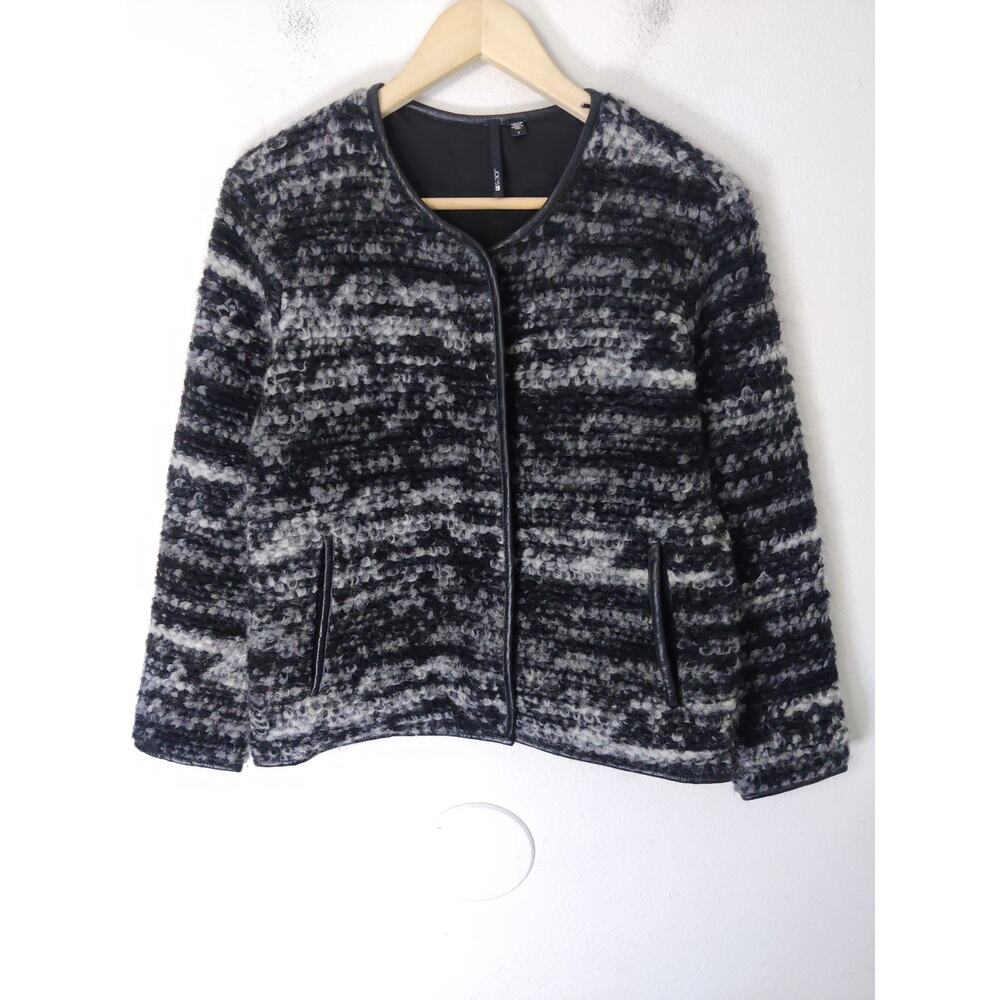 Joe's Jeans Women's Gray Mohair & Wool Blend Tweed Boucle Full Zip Jacket Size S
